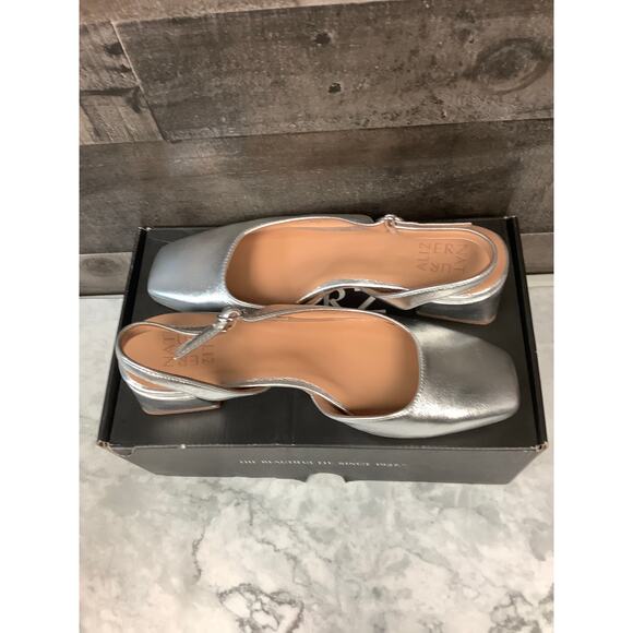 Naturalizer Women's 8.5M Silver Leather Jayla Pump Block Heels Square Toe LB7-5 - Picture 7 of 11